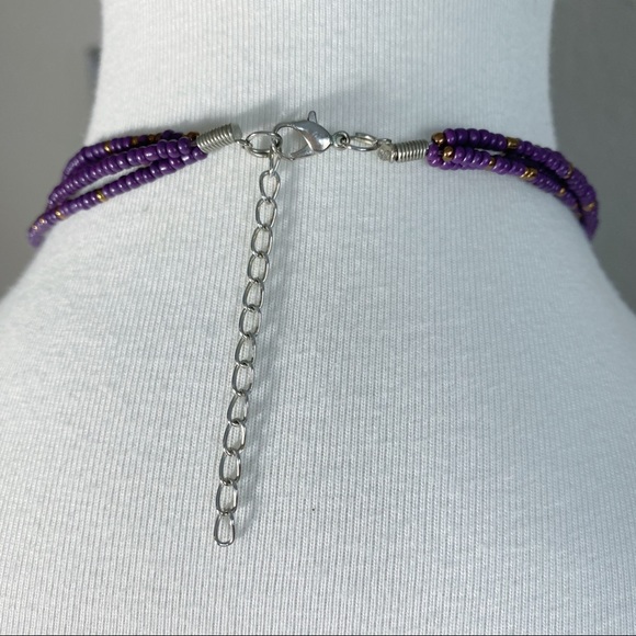 Purple Leopard Print Shell Statement Necklace - Picture 5 of 5